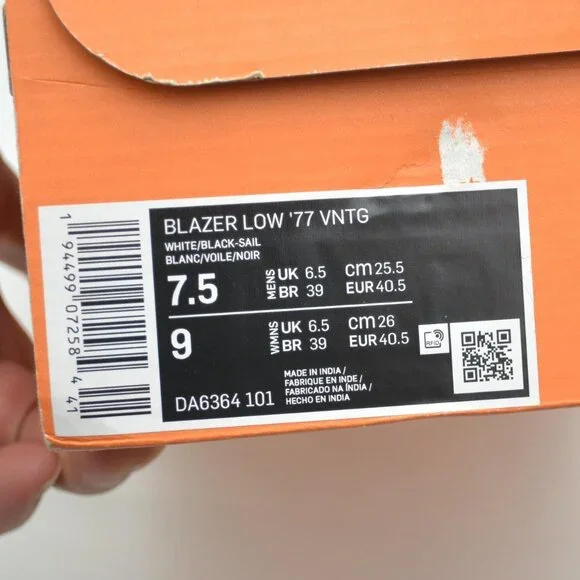 Nike Men's/Women's Blazer Low '77 Vintage Pre Owned Size 7.5/9 - Picture 10 of 10